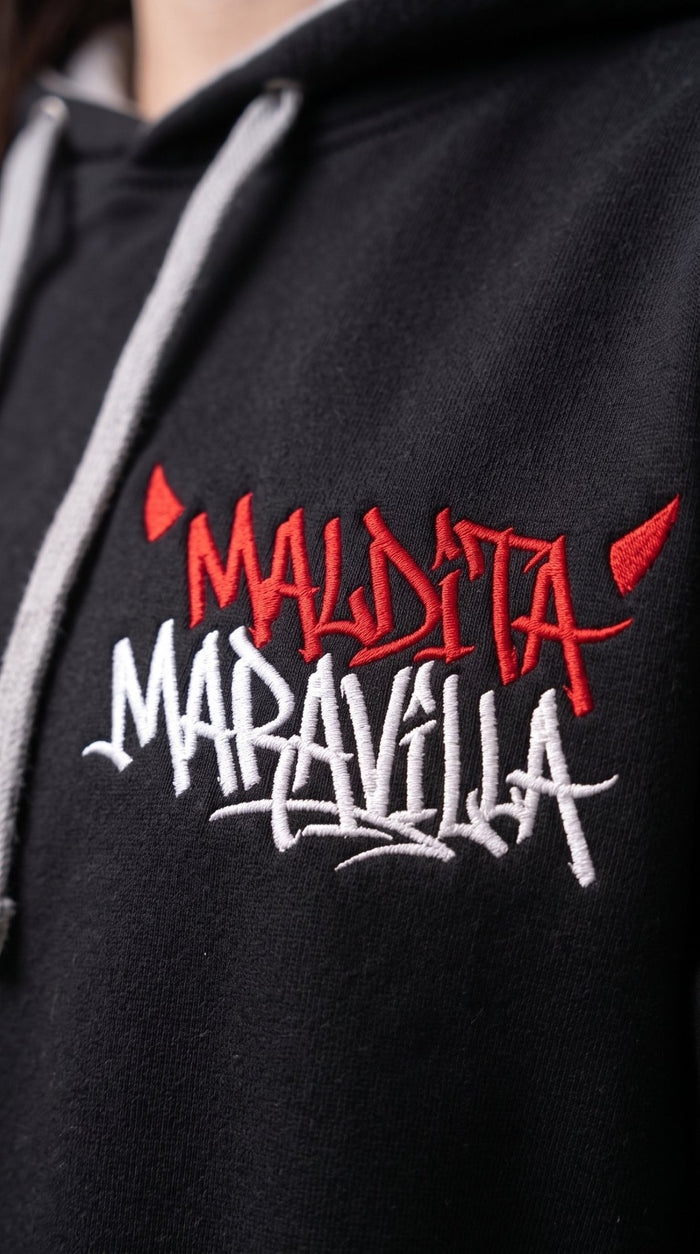Detalle del logo del pecho, DTF con efecto bordado